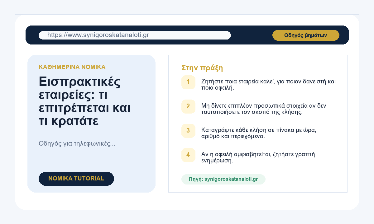 Εισπρακτικές εταιρείες: τι επιτρέπεται και τι κρατάτε