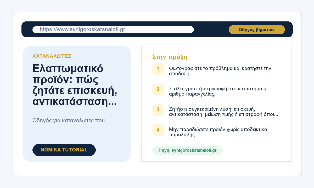 Ελαττωματικό προϊόν: πώς ζητάτε επισκευή, αντικατάσταση ή χρήματα