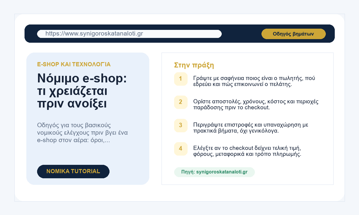 Νόμιμο e-shop: τι χρειάζεται πριν ανοίξει