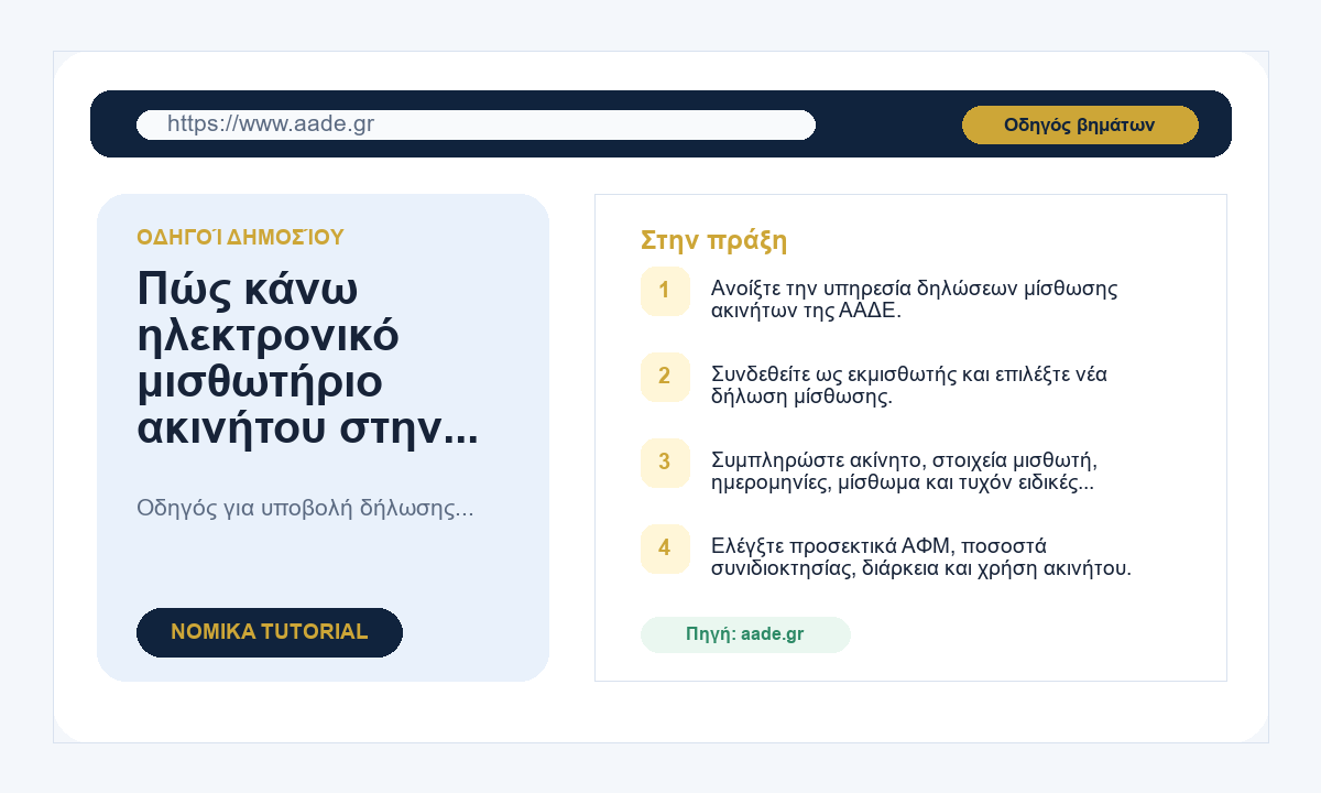 Πώς κάνω ηλεκτρονικό μισθωτήριο ακινήτου στην ΑΑΔΕ