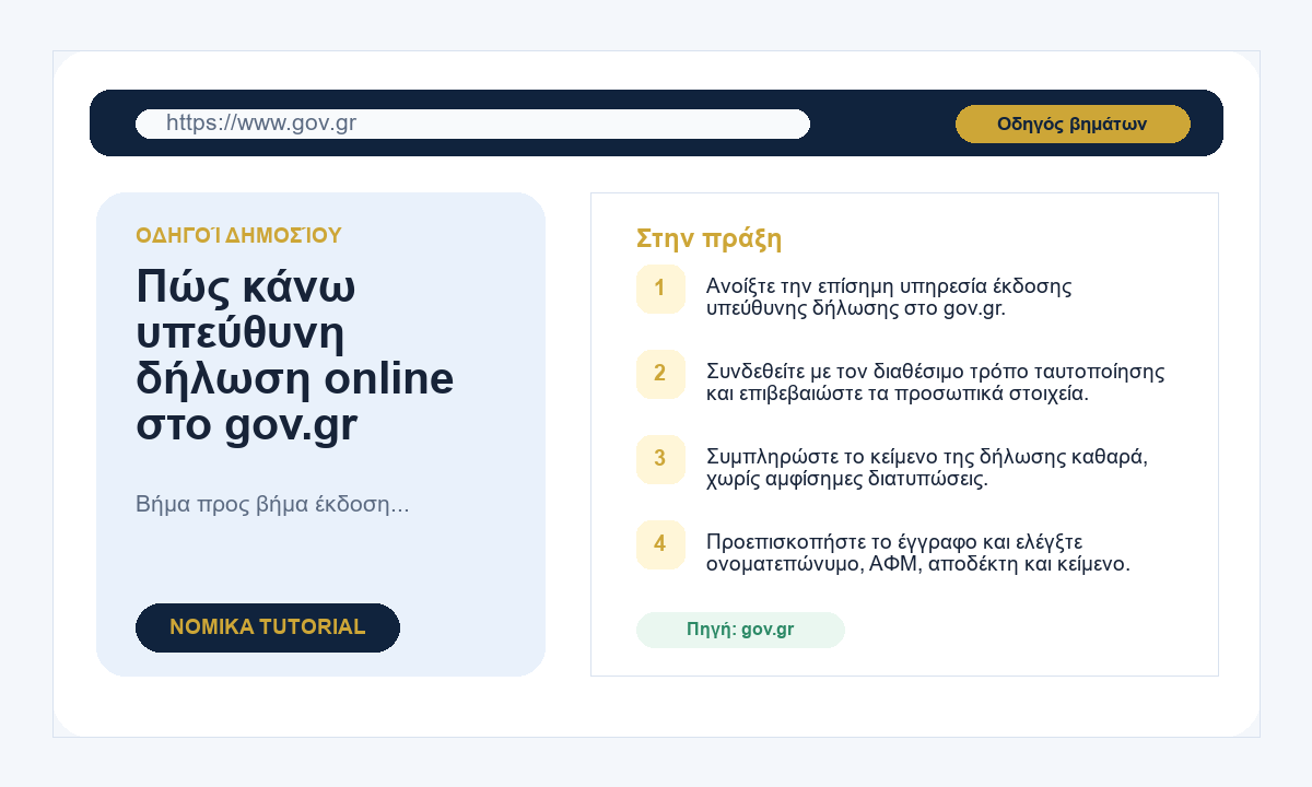Πώς κάνω υπεύθυνη δήλωση online στο gov.gr
