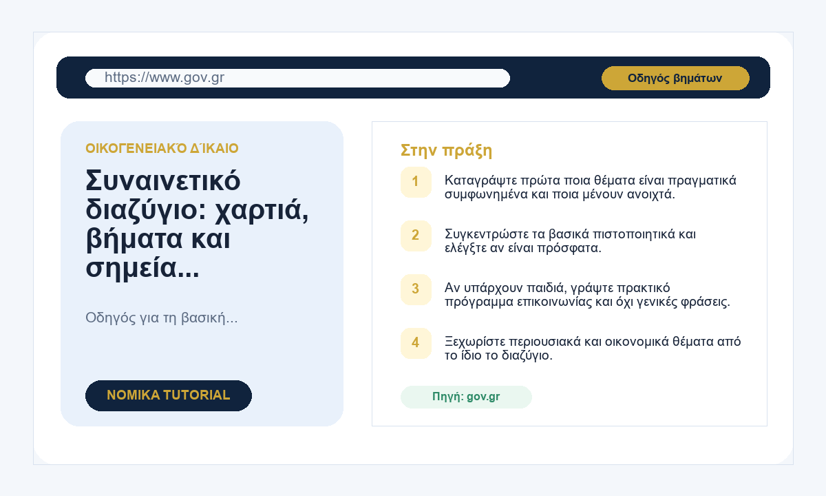 Συναινετικό διαζύγιο: χαρτιά, βήματα και σημεία προσοχής
