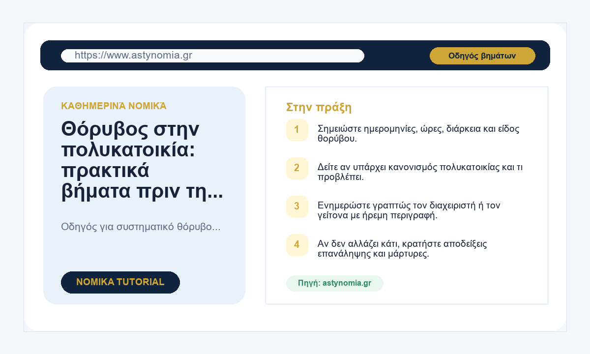 Θόρυβος στην πολυκατοικία: πρακτικά βήματα πριν τη σύγκρουση