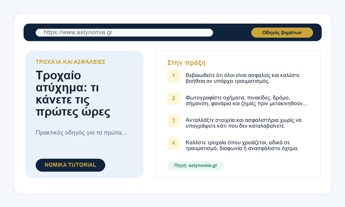Τροχαίο ατύχημα: τι κάνετε τις πρώτες ώρες